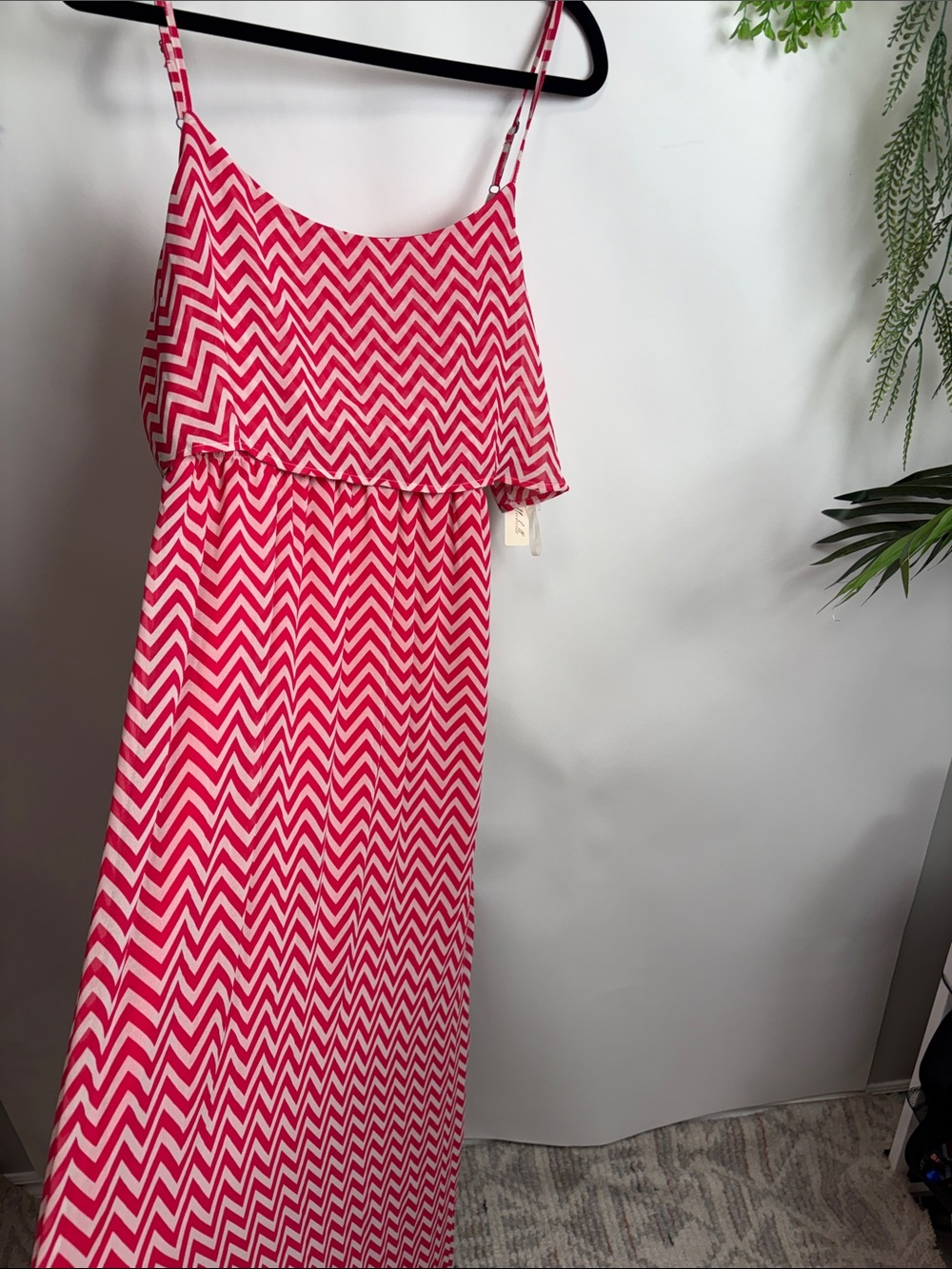 My Michelle Pink and White Chevron Maxi